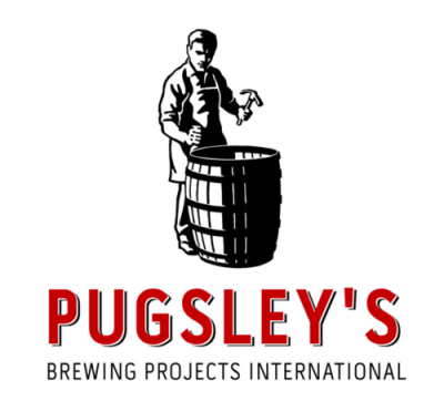 Pugsley's Brewing Projects International Logo - Man assembling a beer barrel.